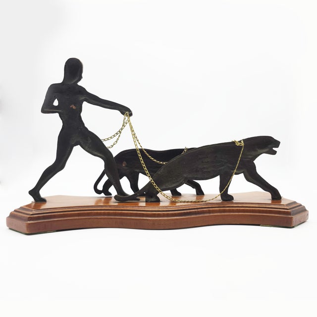 Wood The Leopard Handler - Unknown, C. 1970s For Sale - Image 7 of 11