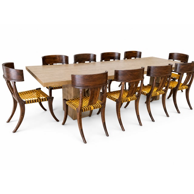 Wood Klismos Style Solid Walnut Dining Chairs -Set of 10 For Sale - Image 7 of 7