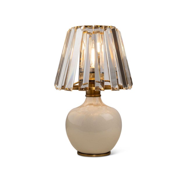 Glass Eclipse Cream Crystal Shade Mini Lamp For Sale - Image 7 of 7