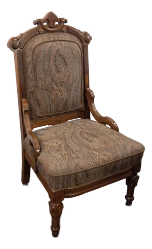 Antique Victorian Gothic Eastlake Walnut Parlor Chair Large