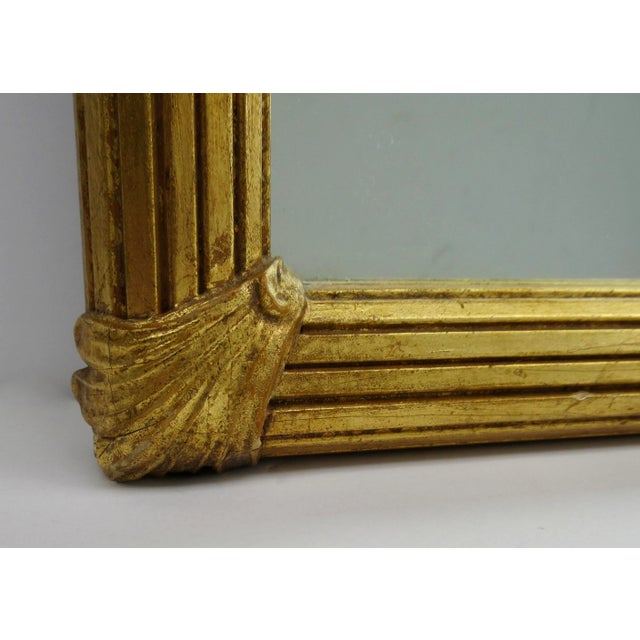 Vintage Hollywood Regency Carved Wood, Gilded Gold Leaf Overlay Wall or Pier Mirror Mitered Corners For Sale - Image 9 of 12