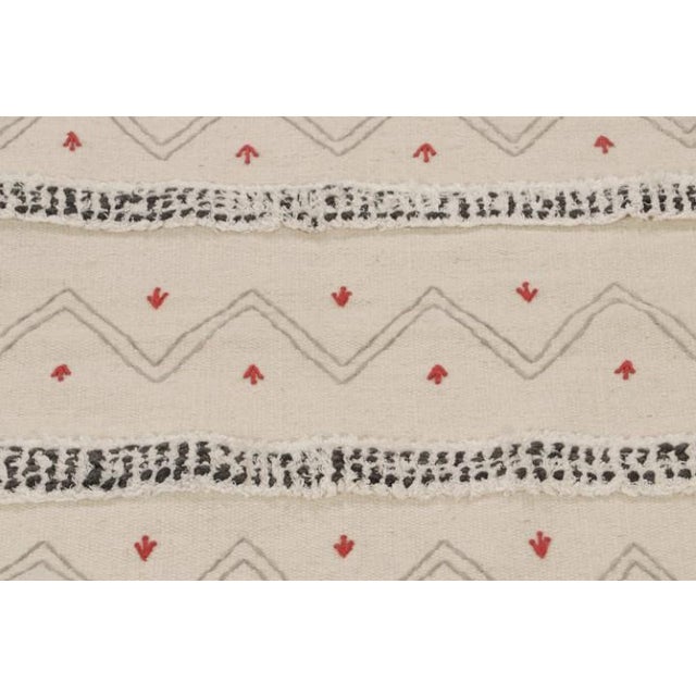 Textile 2010s Rug & Kilim’s Tribal-Style Kilim in Off White, Gray and Red Geometric Patterns For Sale - Image 7 of 7