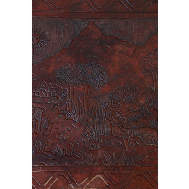 Rustic Peruvian Hand-Tooled Leather Coffee Table or Bench, Circa 1970 For Sale - Image 10 of 15
