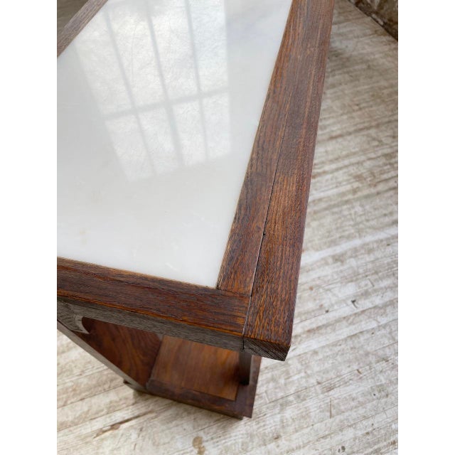 Oak Console Table with White Marble Top, 1970 For Sale - Image 16 of 18