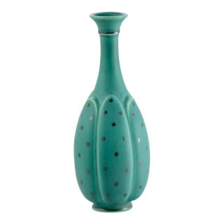 Aqua Sterling Overlay Gustavsberg Argenta Nova Vase For Sale