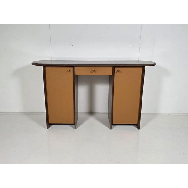 Artona Cabinet in Walnut Burl and Cognac Leather, Afra & Tobia Scarpa, Maxalto, Italy, circa 1975 An exceptional and rare...
