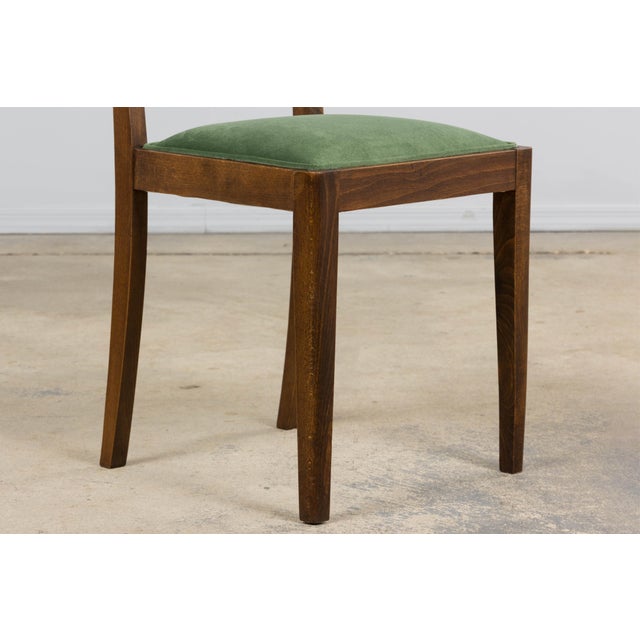 1930s French Art Deco Oak Dining Chairs in Green Velvet - Set of 6 For Sale - Image 10 of 18