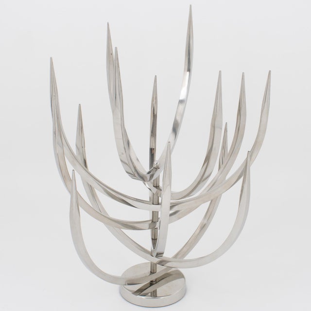 Xavier Feal Brutalist Kinetic Metal Sculpture, Candle Tree, Circa 1970 For Sale - Image 4 of 8