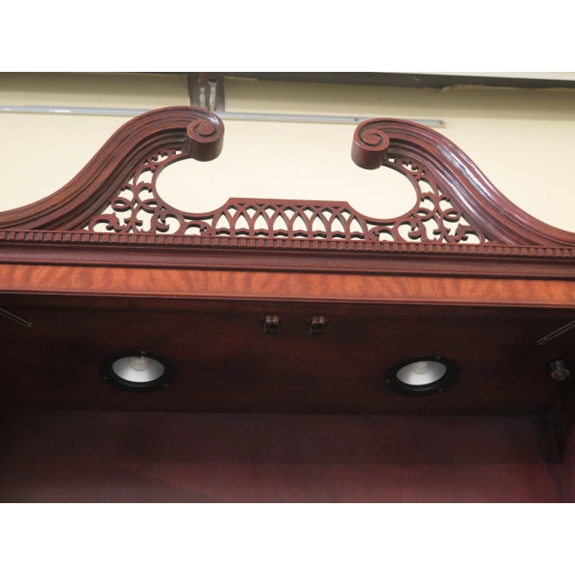 1990s Vintage Baker Inlaid Mahogany 4 Door English Style Breakfront For Sale - Image 9 of 12