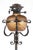 Art Nouveau iron floor lamp with a holder and removable kerosene lamp. The stand utilizes foliate motifs, brass...