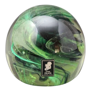 Kerry Irish Art Glass Paperweight Hand Blown in a Jade to Emerald Green 1980s