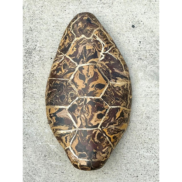 Vintage Italian Scagliola Artisan Pigmented Plaster Turtle Shell For Sale In West Palm - Image 6 of 14