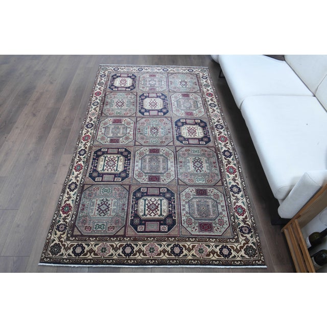 1970s Vintage Turkish Handmade Wool Cotton Brown Area Rug For Sale - Image 10 of 11