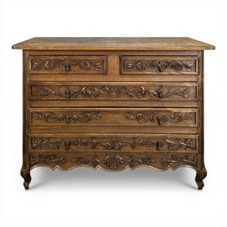 Norman Style Neo-Rustic Carved Chest of Drawers For Sale