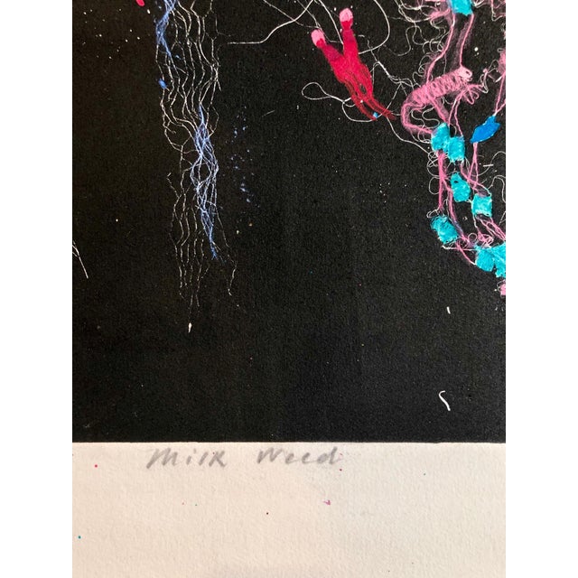 1980s Martha Bloom, Milk Weed, Flowers Mixed Media Collage Monotype Floral Painting, 1985 For Sale - Image 5 of 8