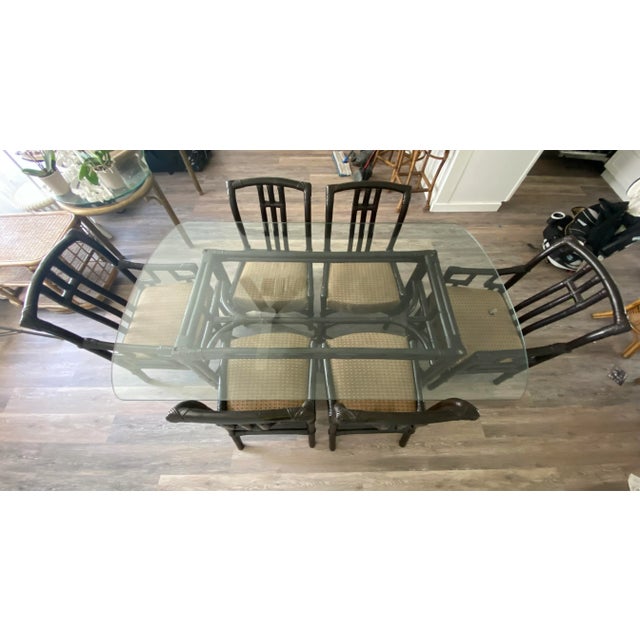 Wood Ficks Reed by John Wisner Far Horizons Collection Vintage Rattan & Wicker Table & Six Chairs Dining Set C. 1950's For Sale - Image 7 of 11