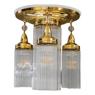 Art Deco Ceiling Lamp with Glass Sticks, 1920s For Sale
