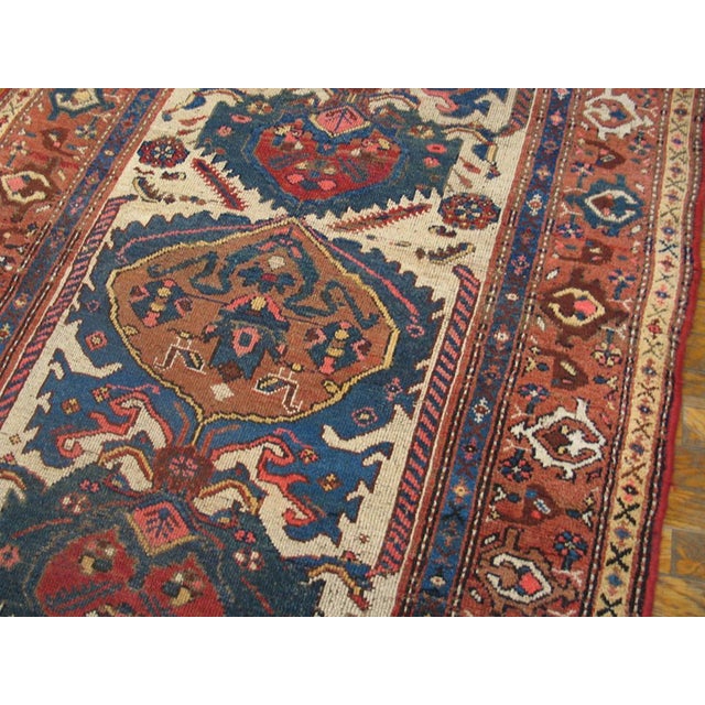 1900s Ivory Medallion Tribal Antique n.w. Persian Rug 4' X 10' Handwoven Wool Carpet For Sale - Image 4 of 5