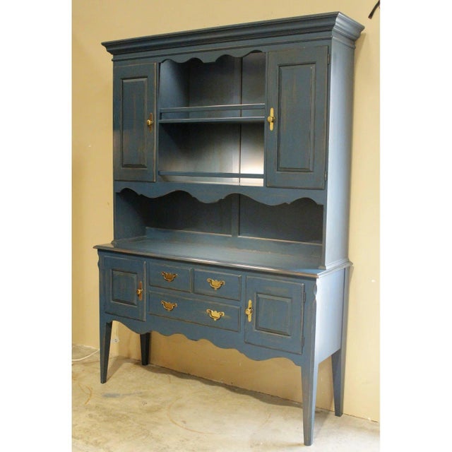 French Country Pennsylvania House Teal Blue China Cabinet - Blue For Sale - Image 3 of 7