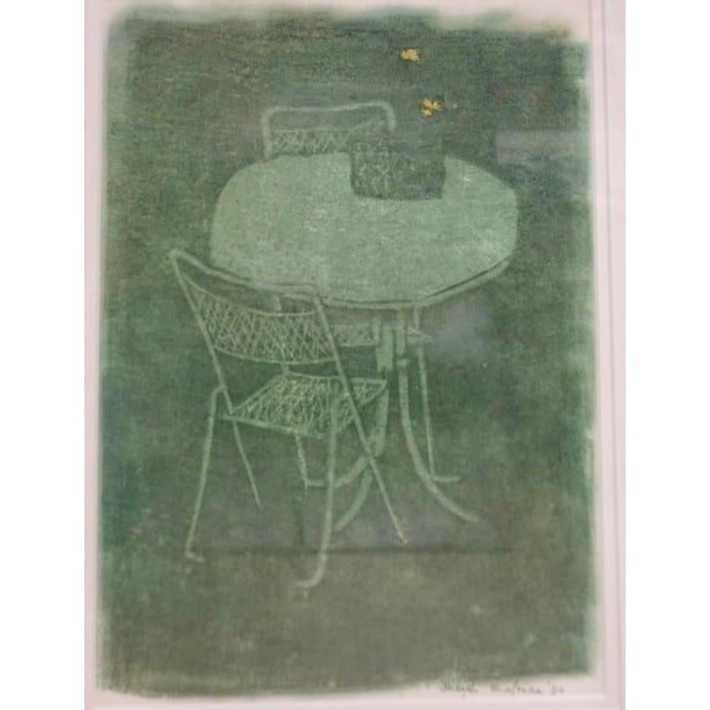 Monotype Painting Title: Table and Chairs, 1980 Medium: monotype or monoprint painting Size: image 13 x 9.5,overall with...