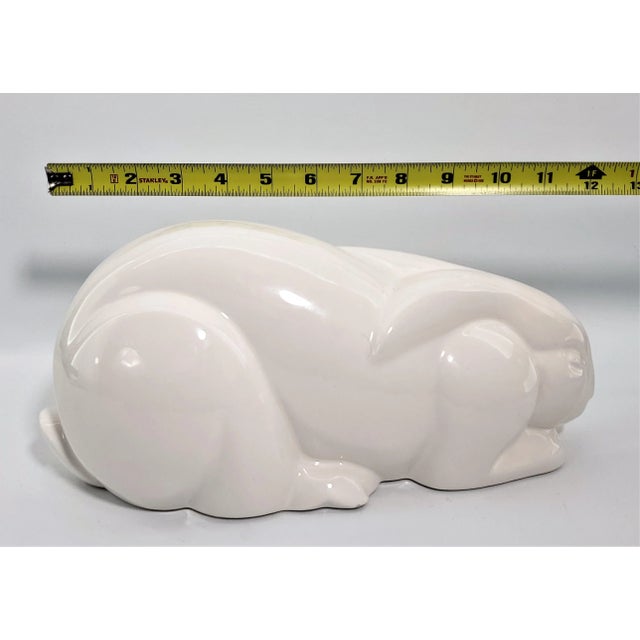 1980s 1980s Mikasa Art Deco Revival White Porcelain Bunny Rabbit Table Sculpture - Labeled For Sale - Image 5 of 12