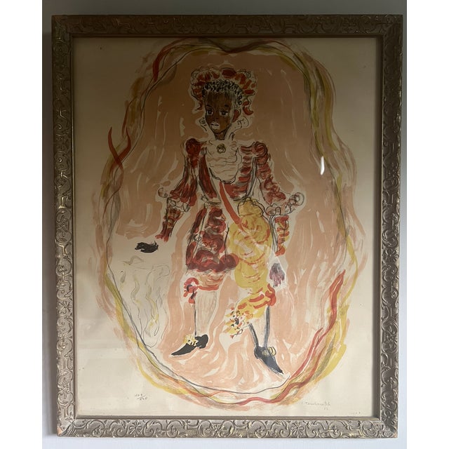 A framed original colored, I believe, lithograph on paper realized by Costantin Terechkovitch in 1953. Hand-signed and...