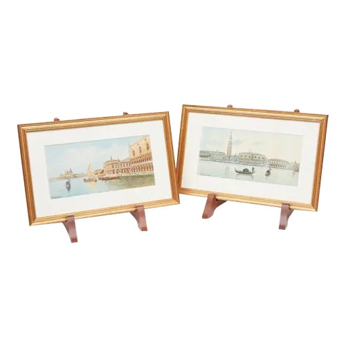 Early 20th Century Watercolors of Venice, Framed - A Pair For Sale