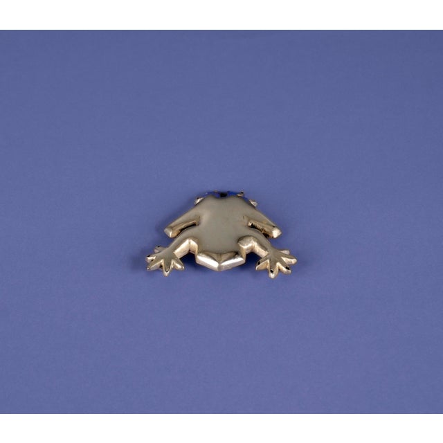 Metal Handmade Silver Frog Brooch For Sale - Image 7 of 10