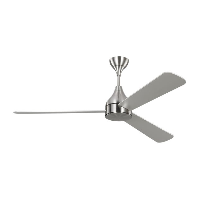 Modern Barbara Barry by Visual Comfort Fan Streaming 60" LED Ceiling Fan in Brushed Steel For Sale - Image 3 of 9