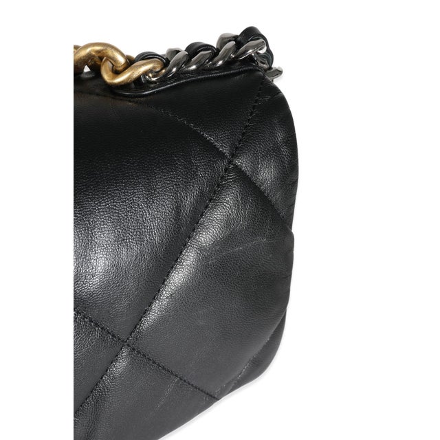 Black Shiny Lambskin Large Chanel 19 Flap Bag For Sale - Image 9 of 9