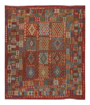 Handwoven Geometric Scandinavian Style Flatweave Kilim Rug 8’9″ X 9’8″