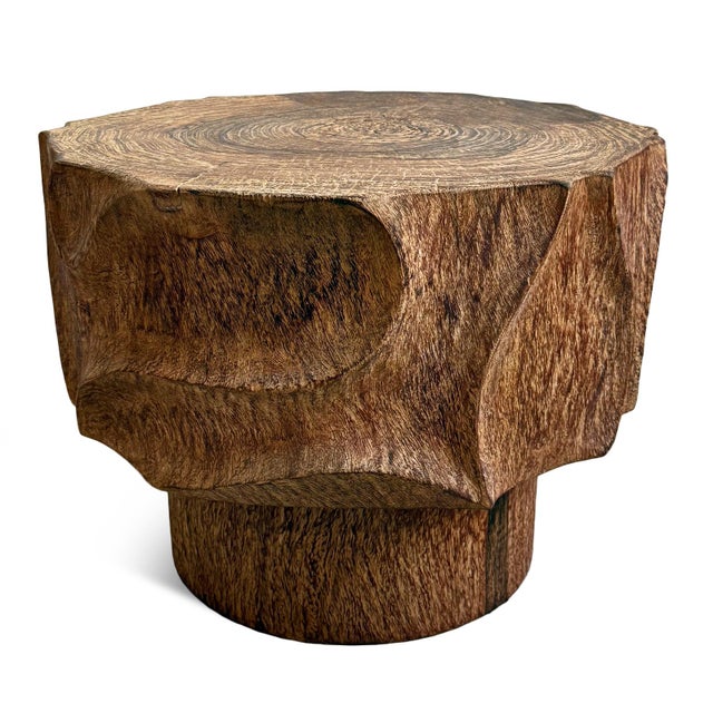 Lychee Swirl Carved Side Table For Sale - Image 12 of 12