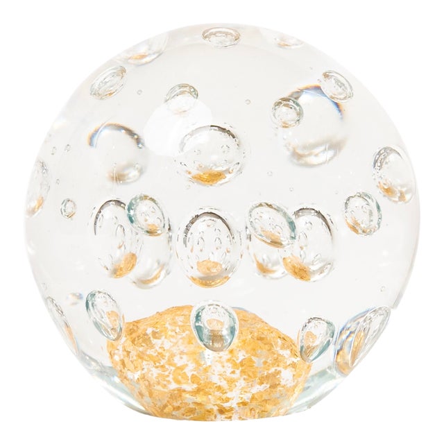 Pair of Signed Coralla Gold Art Glass Paperweights For Sale