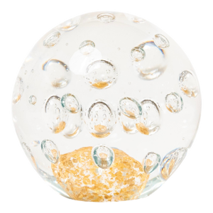 Pair of Signed Coralla Gold Art Glass Paperweights