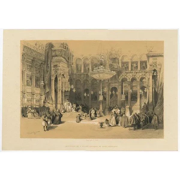 Greek Chapel of the Holy Sepulchre, 1845, Lithograph For Sale - Image 4 of 6