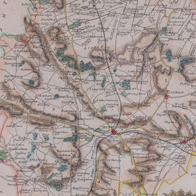 Cream Antique County Map, Huntingdonshire, English, Framed, Moule, Atlas, Victorian For Sale - Image 8 of 12