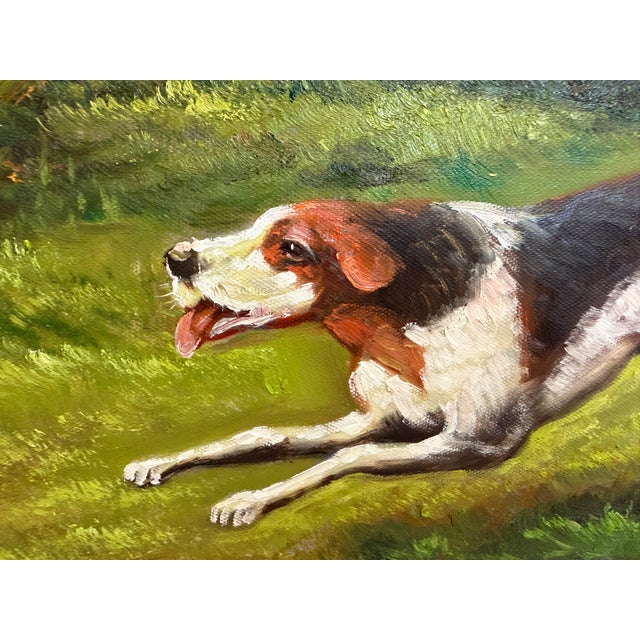 Large English Fox Hunting Scene Oil Painting Equestrian Sporting Art, Framed For Sale - Image 9 of 10