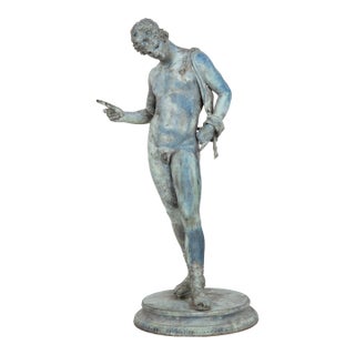 Fine Italian Grand Tour Antique Bronze Sculpture Statue of Narcissus of Pompeii For Sale