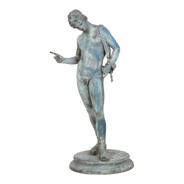 Fine Italian Grand Tour Antique Bronze Sculpture Statue of Narcissus of Pompeii For Sale