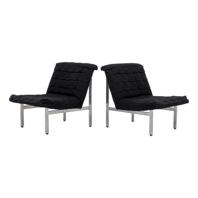 Italian Modern Chrome Lounge Chairs, Pair For Sale