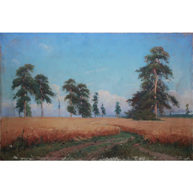 Vintage Impressionist Oil Painting: Ukrainian Forest Landscape, 1970s 98-147 For Sale
