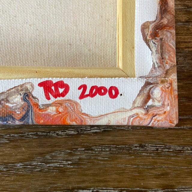 Vintage Abstract Marbleized Original Painting Signed For Sale - Image 6 of 6