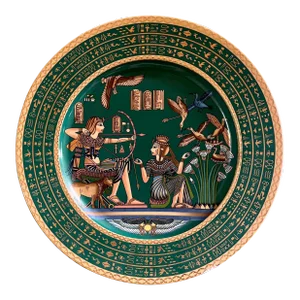 Vintage Egyptian Revival Dark Green Decorative Plate