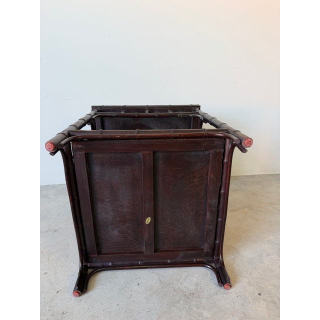 Vintage Palecek Faux Bamboo Carved and Rattan Two-Tier Side Table For Sale - Image 11 of 11