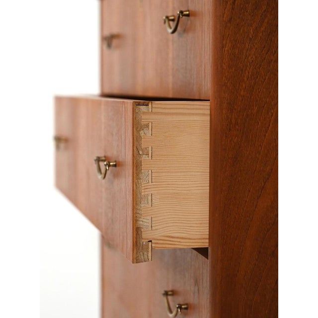 Scandinavian Chest of Drawers with Double Brass Handles, 1950s For Sale - Image 6 of 10