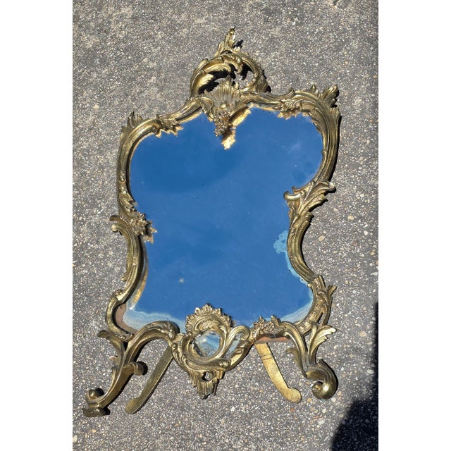 Gilt Brass Rococo Mirror With Easel Back For Sale - Image 4 of 8