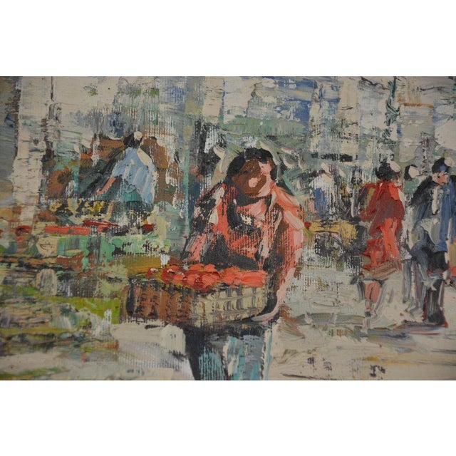 The Market - Oil on Canvas by L. De Mitri - 1980s 1980s For Sale - Image 3 of 5