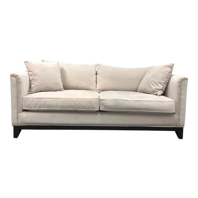 Contemporary Z Gallerie Pauline Cream Velvet Sofa Chairish