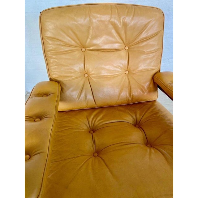 Vintage Swedish Tan Leather and Wood Lounge Chair by Göte Möbler, 1970s For Sale - Image 4 of 18