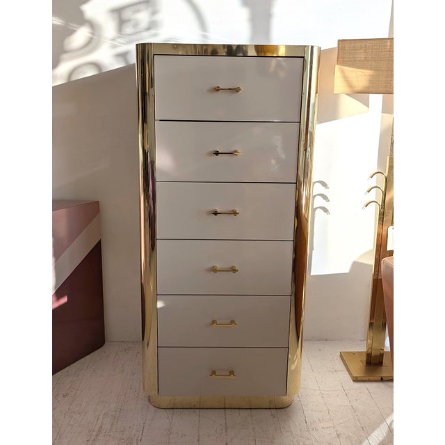 Vintage Ello Style White and Gold Drawer Cabinet, 1980s For Sale - Image 6 of 13
